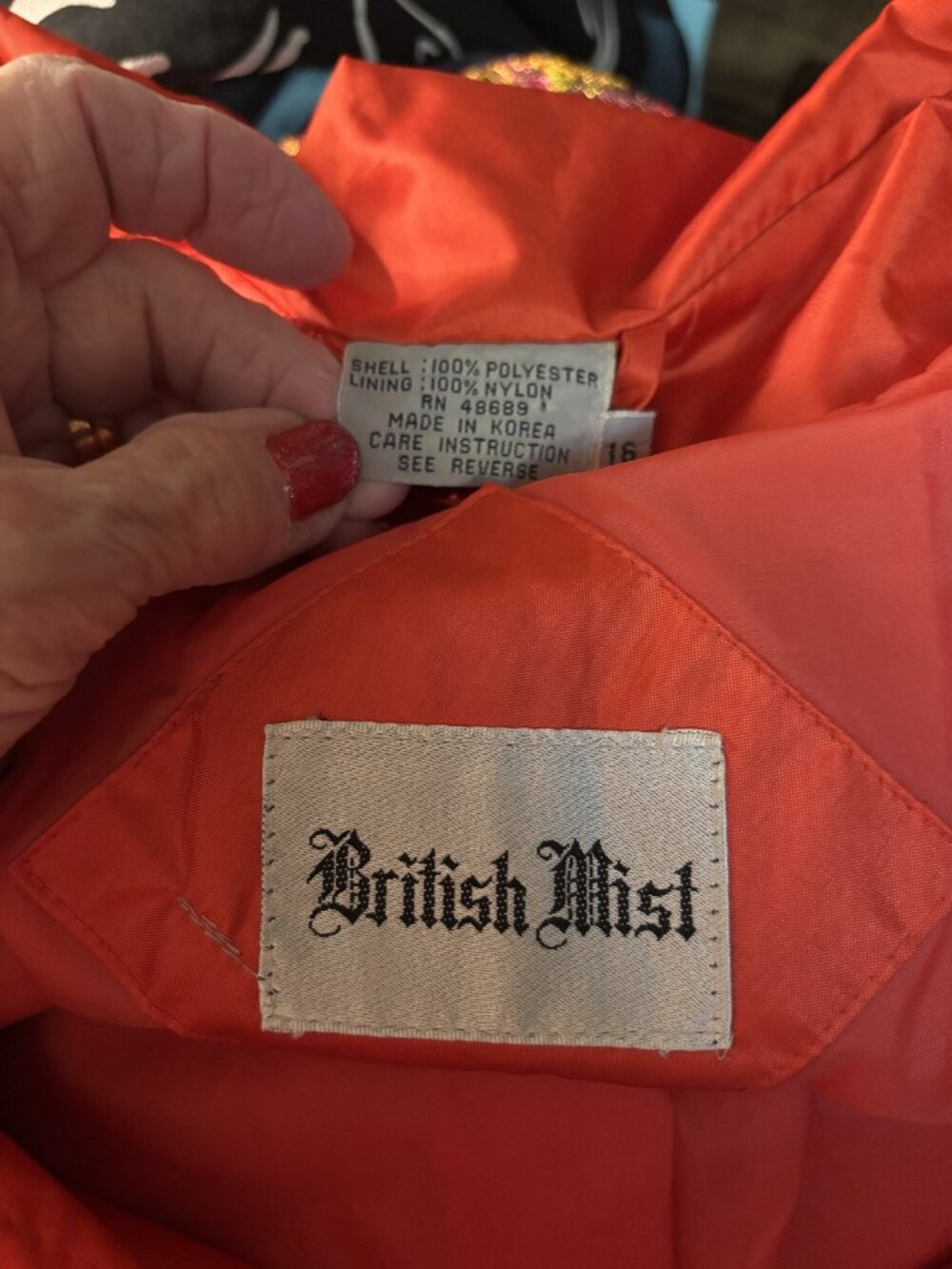 Vintage British Mist Red Trench Coat Belted Size 16 Oversized Power Coat - Picture 6 of 6